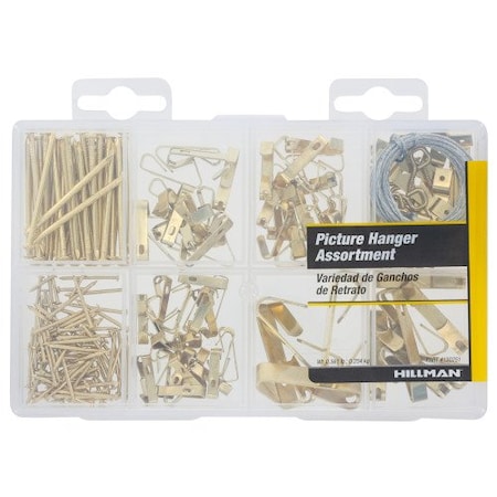 Hillman HILLMAN Brass-Plated Silver Assorted Picture Hanging Set 50 lb 206 pk 130251